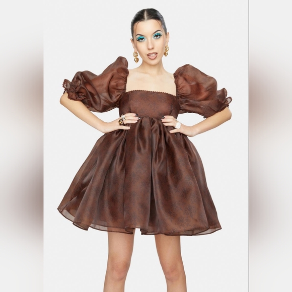 Selkie Chocolate Puff Dress - Picture 3 of 8